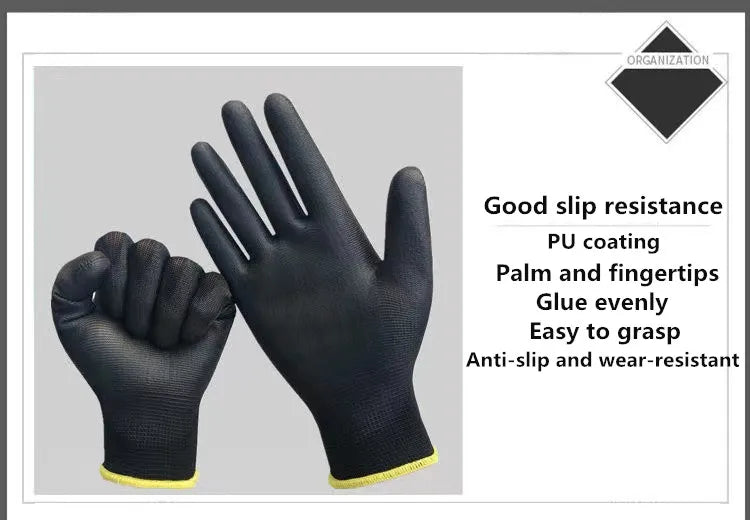 10/20 Pair Logo Free Polyurethane Gloves Safety Work Gloves Repair Gloves Palm Coated Gloves Carpenter Repairman Supplies