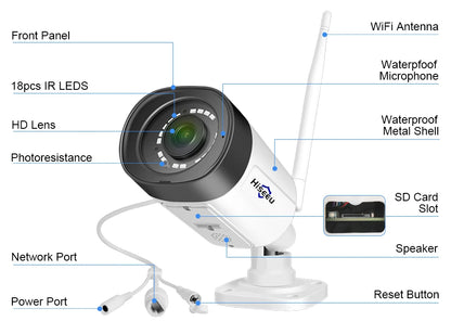 Cámara IP inalámbrica Hiseeu de 3 MP y 5 MP para exteriores, impermeable, CCTV, WiFi, cámara de seguridad P2P para sistema inalámbrico Eseecloud