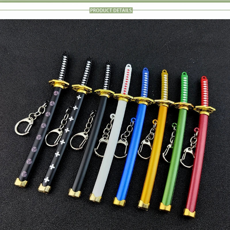 Mini Roronoa Zoro Samurai Sword Keychain Anime  Plastics Scabbard Key Chain Ring Katana Buckle for Men Cosplay Toy Jewelry Gift