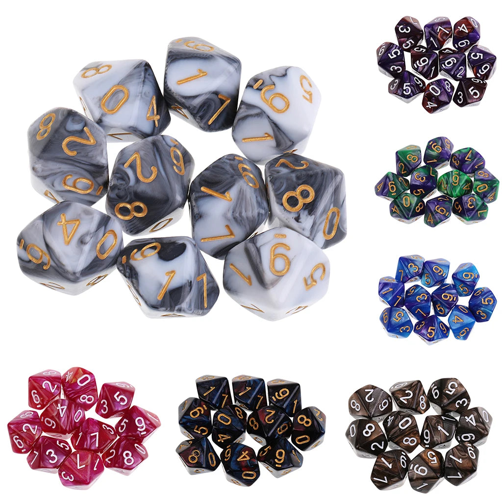 10pcs 10 Sided Dice D10 D8 Polyhedral Dice for  Games 16mm  RPG  Dice Family   Dice