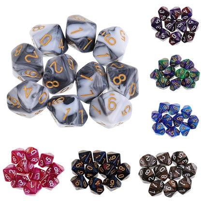 10 dados poliédricos de 10 caras D10 D8 para juegos de rol de 16 mm, dados familiares