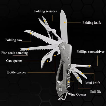 Outdoor Multitool Folding Swiss Knife Camp EDC Knife Portable Scissors Bottle Opener Military Fold Pocket Knife Protect Tool