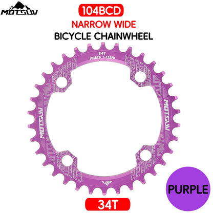 Bicycle Crank 104BCD Round Shape Narrow Wide 32T/34T/36T/38T MTB Chainring Bicycle Chainwheel Bike Circle Crankset Single Plate