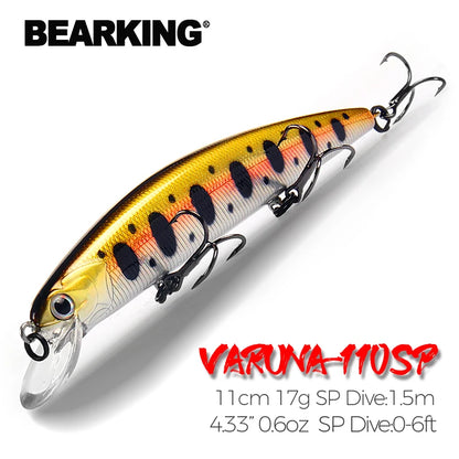 Señuelos de pesca de nuevo modelo, cebo duro, wobblers de calidad, sistema de peso superpesado Bearking 11 cm 17 g Dive 1,5 m, lanzamiento largo SP minnow