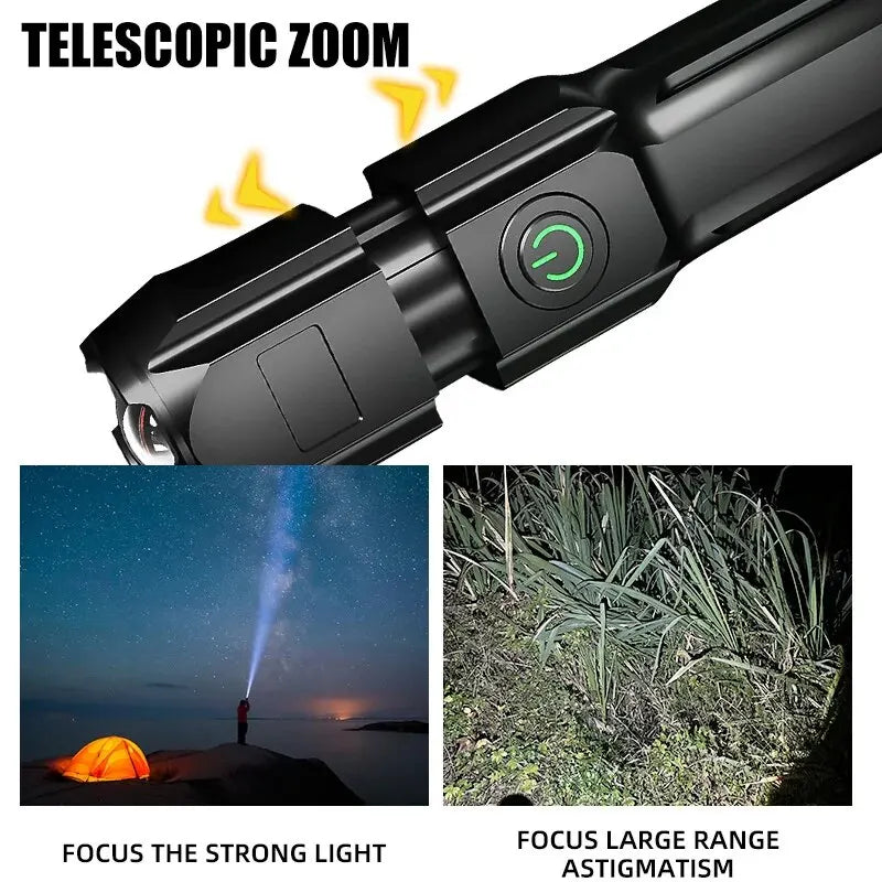 Powerful LED Flashlight Rechargeable USB 18650 Waterproof Zoom Fishing Hunting Camping 100,000 Lumens Tactical Flashlight LED FL