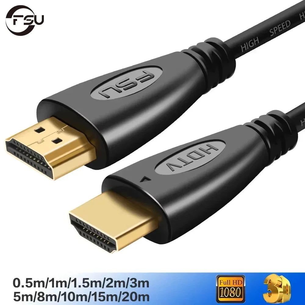 FSU HDMI-compatible Cable Video Cables Gold Plated 1.4 4K 1080P 3D Cable for HDTV Splitter Switcher 0.5m 1m 1.5m 2m 3m 5m 10m