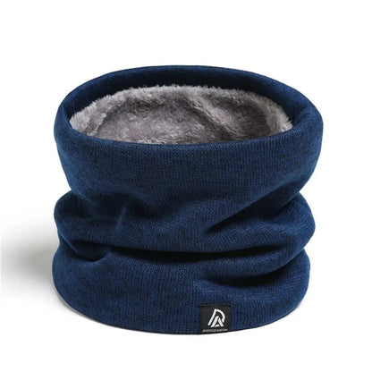 Unisex Solid Plush Warm Winter Ring Scarf Women Men Knitted Full Face Mask Snood Neck Scarves