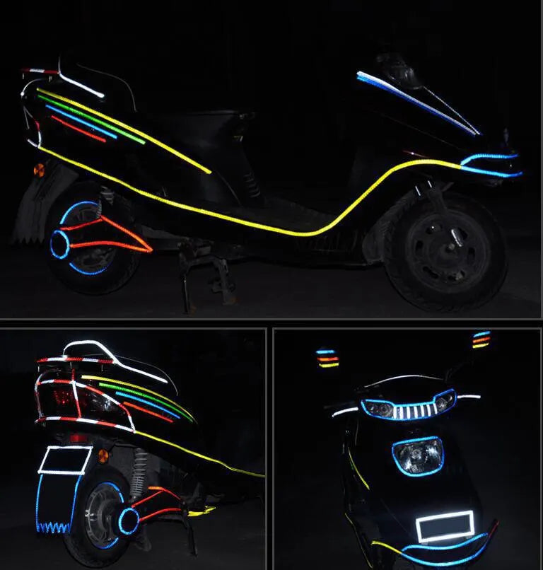 Cinta reflectante fluorescente para bicicleta de montaña, 1 cm x 8 m, para casco de bicicleta, motocicleta y scooter