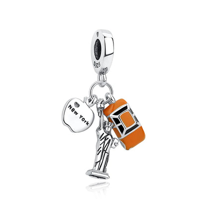 Original 925 Sterling Silver Charm Bead Travel London Bus Camera Suitcase Paris Charms Fit Pan Brand Bracelets Women Diy Jewelry