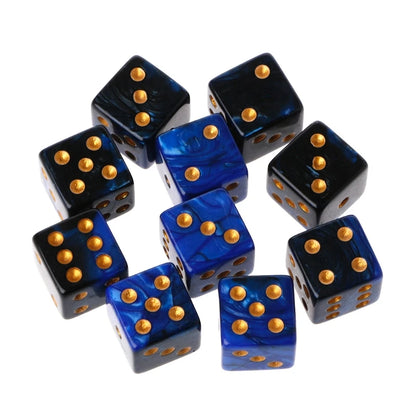 10pcs 15mm Multicolor Acrylic Cube dice set Six Sides Portable Table Games Toy