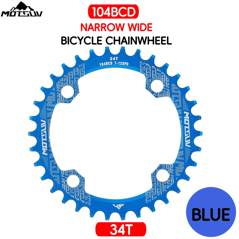 Bicycle Crank 104BCD Round Shape Narrow Wide 32T/34T/36T/38T MTB Chainring Bicycle Chainwheel Bike Circle Crankset Single Plate