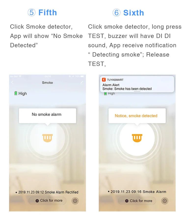 Alarma de humo WiFi Tuya Detector de humo de protección contra incendios Casa de humo Alarma contra incendios combinada Sistema de seguridad para el hogar Bomberos