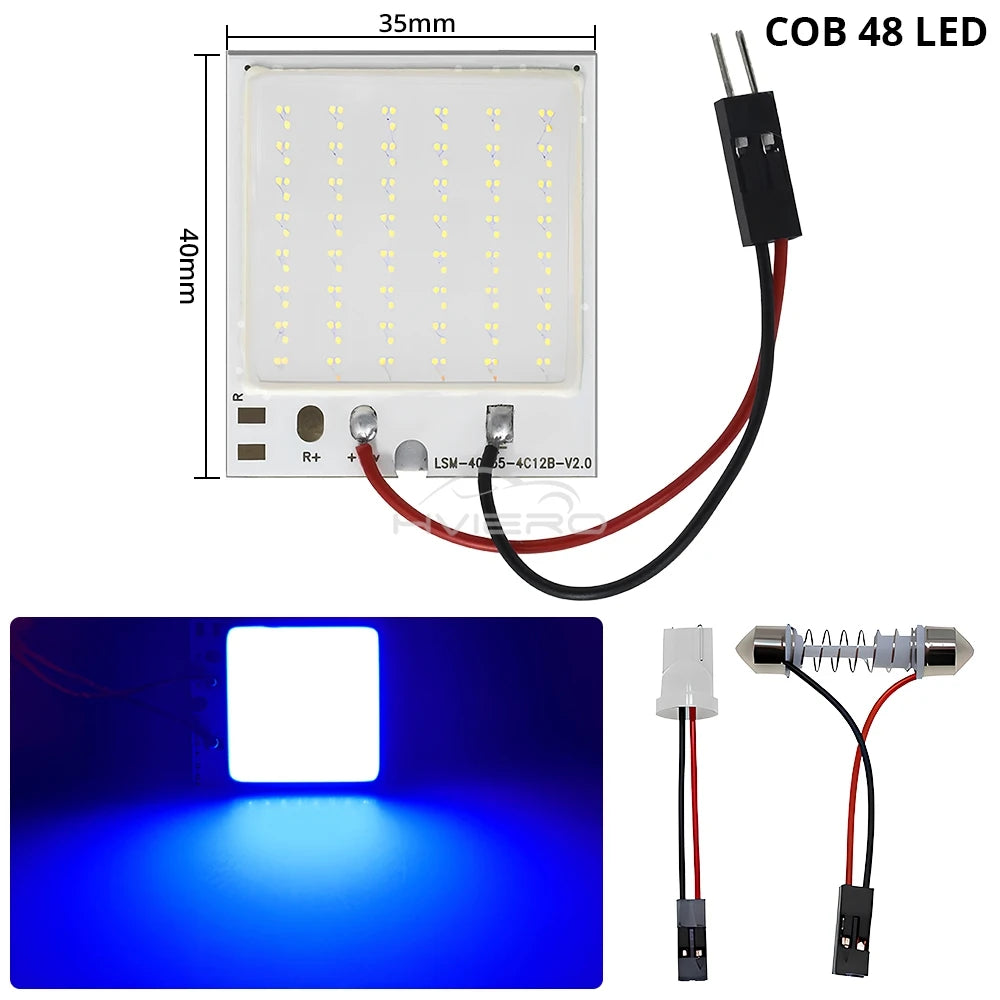 Bombillas LED blancas y rojas T10 W5w Cob 24SMD 36SMD 48SMD para panel de matrícula de coche, luces de lectura para interior de coche, luz de festón para maletero