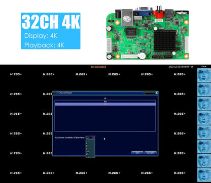 Grabadora de vídeo digital DVR en red H.265 9 canales 4K NVR Cámara IP Detección de movimiento máxima de 8T CMS XMEYE SATA Línea P2P Nube