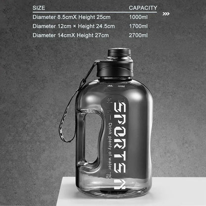 1.7L/2.7L Sports Water Bottle Gym Cycling Cup Portable Large Capacity Water Bottle For Fitness Camping Men Water Kettle