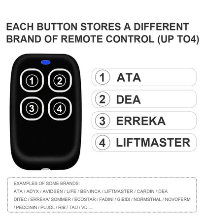 Garage Door Remote Control Duplicator 286MHz-868MHz Multi-Frequency Code Grabber Clone Gate Key Fob Command Hand Transmitter