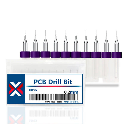 XCAN 10 piezas/juego de brocas mini para PCB de carburo de tungsteno de acero de 0,3 mm a 1,2 mm para máquina de brocas CNC para circuitos impresos