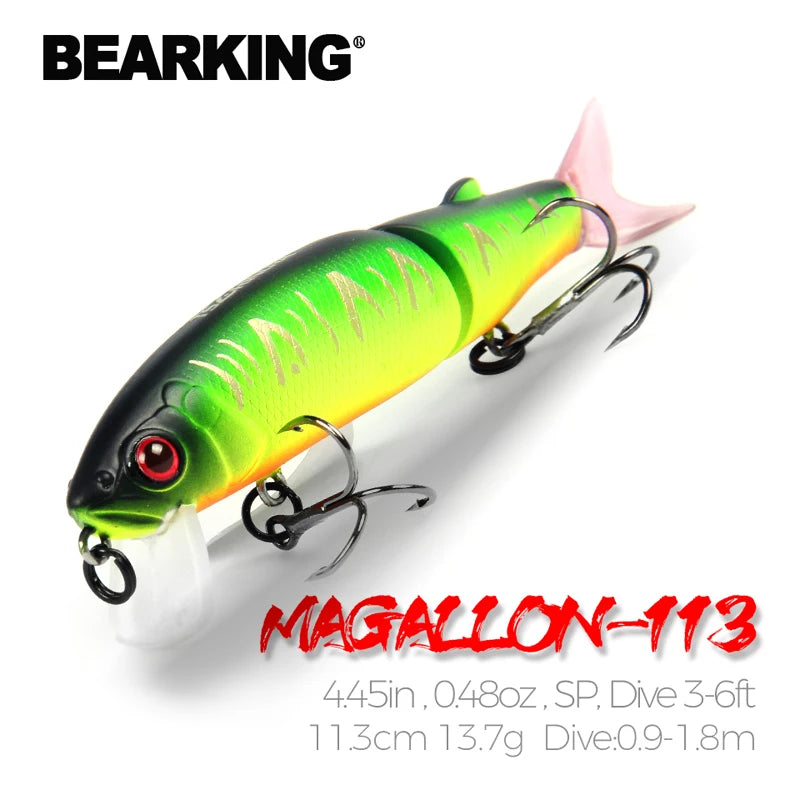 Señuelo de pesca profesional Bearking de 11,3 cm y 13,7 g, de calidad pececillo, cebo para nadar, cebo articulado, equipado con anzuelo negro o blanco