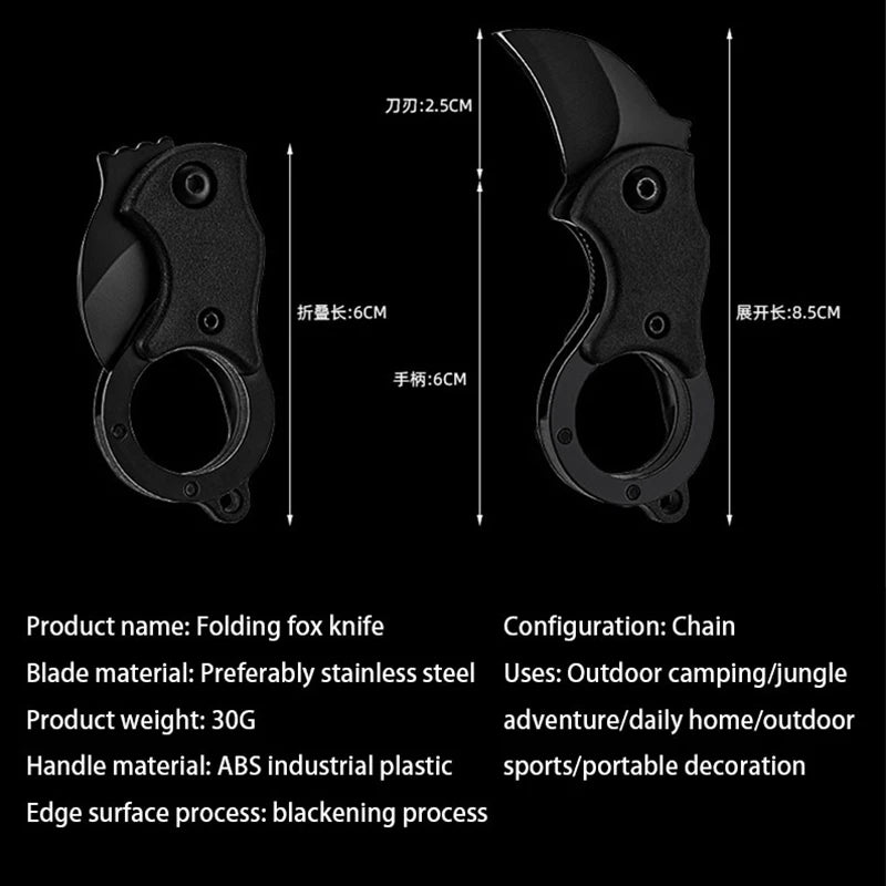 Outdoor Pocket Knife Portable EDC Key Knife Fox Knife Paw Knife Case Opener Knife Necklace Carry-on Portable Mini Pocket Knife