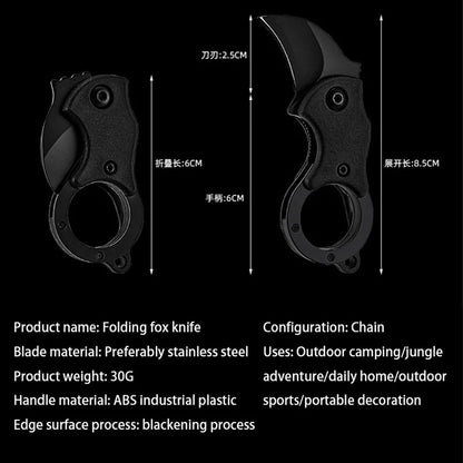 Outdoor Pocket Knife Portable EDC Key Knife Fox Knife Paw Knife Case Opener Knife Necklace Carry-on Portable Mini Pocket Knife