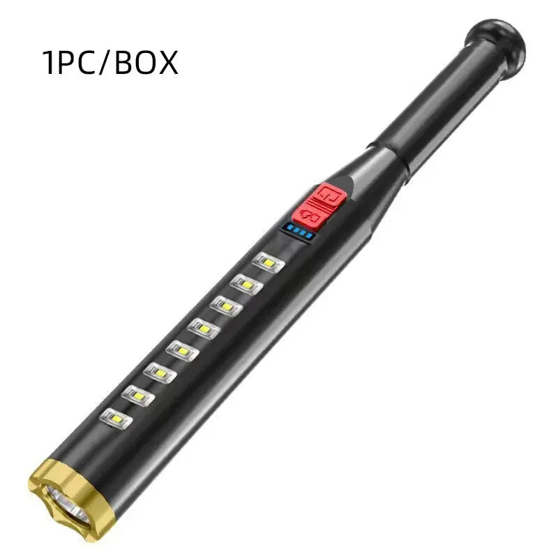 Strong Light Flashlight Cross-border Outdoor USB Charging Security Patrol Cob Baseball Bat Flashlight