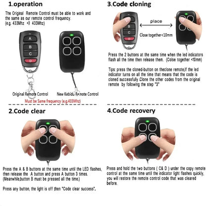 Universal Duplicator Garage Remote Controller Command Clone Self-copying Automation Gate 433.92 MHz 433Mhz Fixed Code